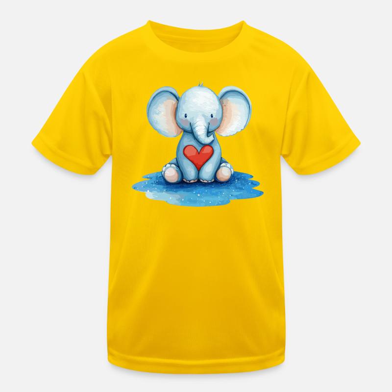 Blauer Elefant Herzfreund Kinder Funktions-T-Shirt