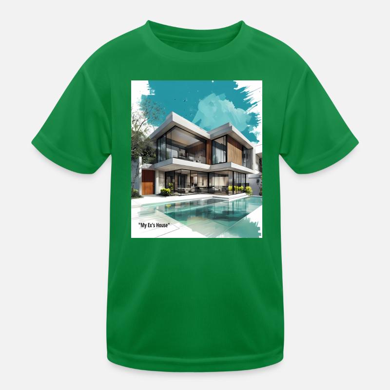 Ex's Modern Villa by Pool Kids Functional T-Shirt