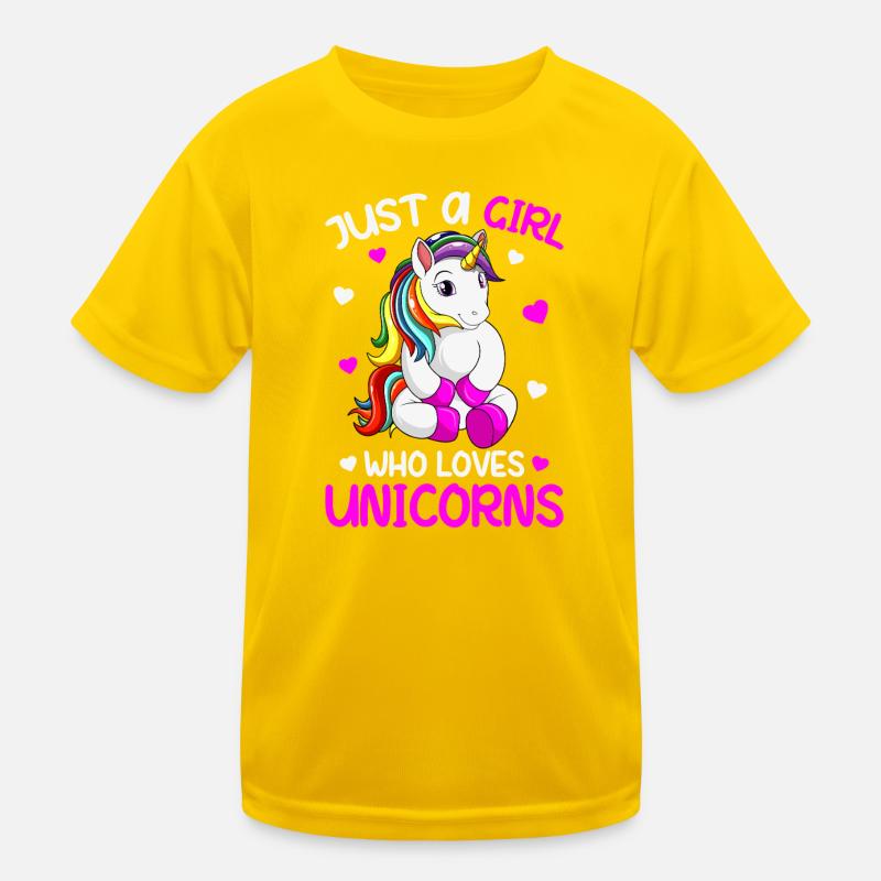 Nur ein Mädchen, das Einhörner liebt Kinder Funktions-T-Shirt