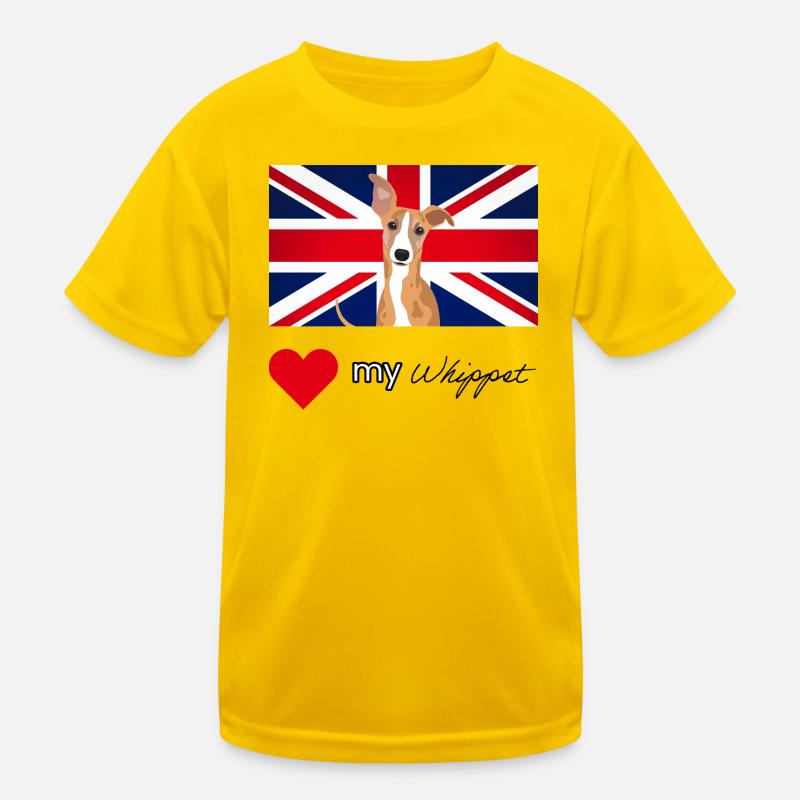 LUVMYWHIPPET (Schwarzer Text, Lebendig) - Kinder Funktions-T-Shirt - Eigelb