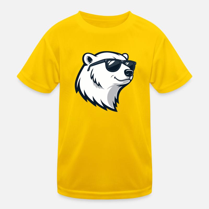 Eisbär mit Brille Kinder Funktions-T-Shirt