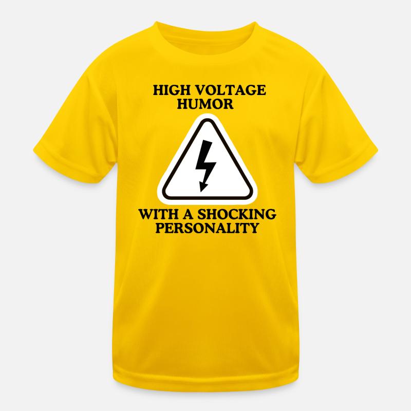 Lightning Warning Triangular Sign Kids Functional T-Shirt