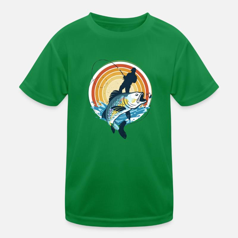 Pêcheur et poisson géant dans le cercle du soleil T-shirt sport Enfant