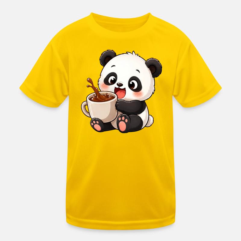 Süßer Panda Kaffeetrinker Kaffeeliebhaber Cartoon Kinder Funktions-T-Shirt