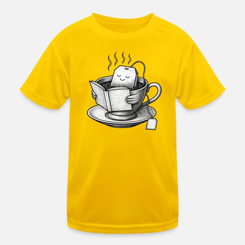 Cozy Tea Cup Reader - Kids Functional T-Shirt - egg yellow