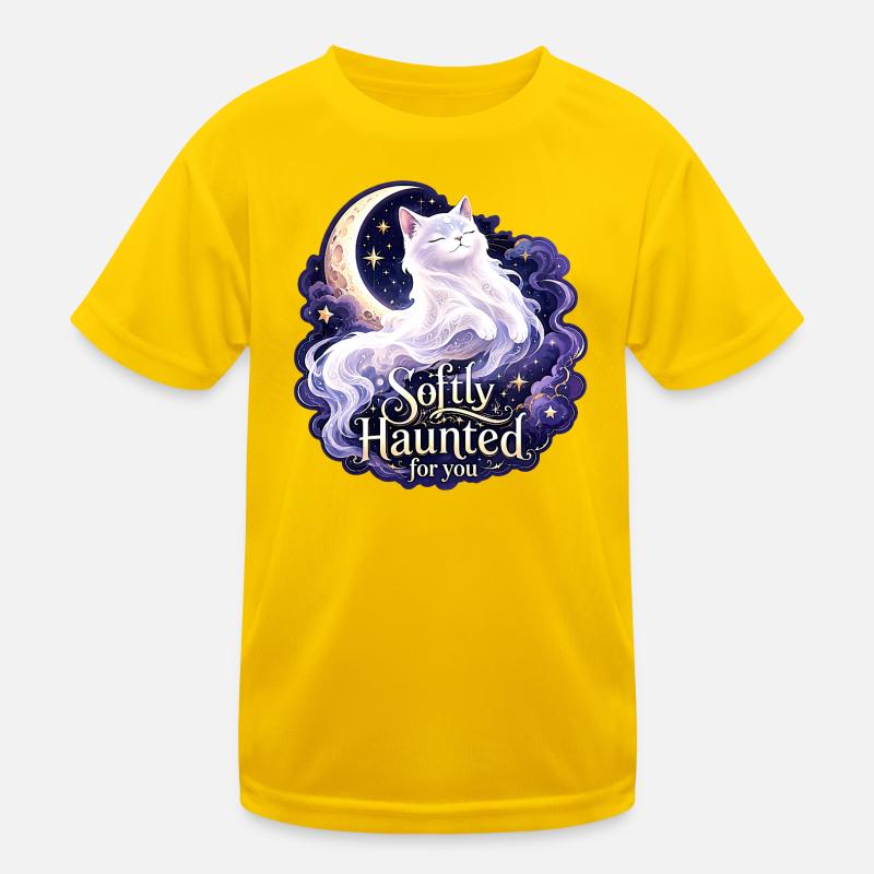 Sanft verfluchte weiße Mondkatze Gothic Celestial Kinder Funktions-T-Shirt
