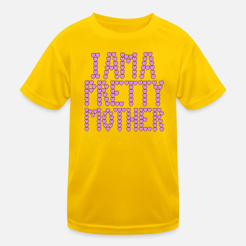 Ich bin eine hübsche Mutter, Typografie. - Kinder Funktions-T-Shirt - Eigelb