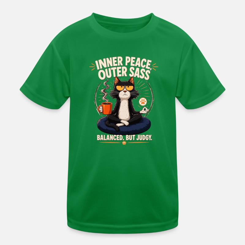 Inner Peace Outer Sass Cat Kids Functional T-Shirt