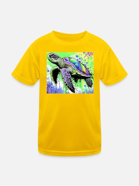 Schildkröte - Kinder Funktions-T-Shirt - Eigelb - Vorne