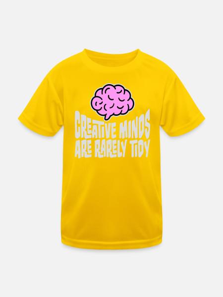 Creative Minds Are Rarely Tidy Funny Creative Logo - Kids Functional T-Shirt - egg yellow - Front
