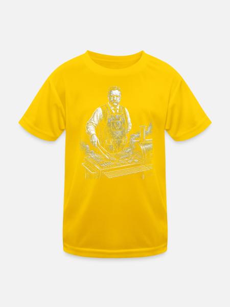 Theodore Roosevelt beim BBQ Grillen - Kinder Funktions-T-Shirt - Eigelb - Vorne