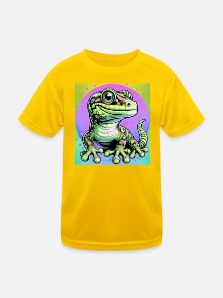 Gecko - Kinder Funktions-T-Shirt - Eigelb - Vorne