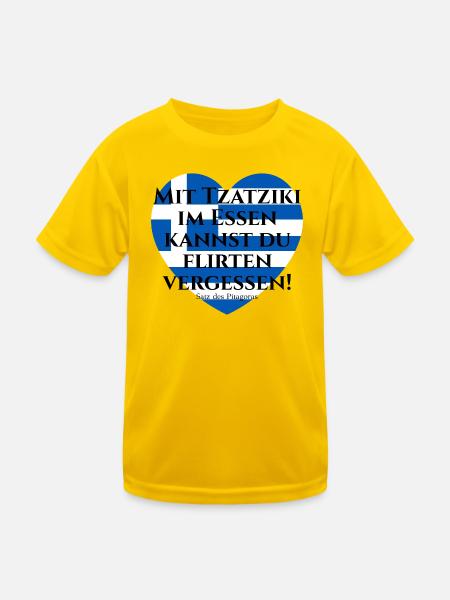 MIT TZATZIKI KANNST DU FLIRTEN VERGESSEN PITAGORAS - Kinder Funktions-T-Shirt - Eigelb - Vorne