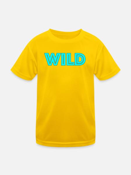 Lettrage néon sauvage - T-shirt sport Enfant - jaune d'œuf - Devant