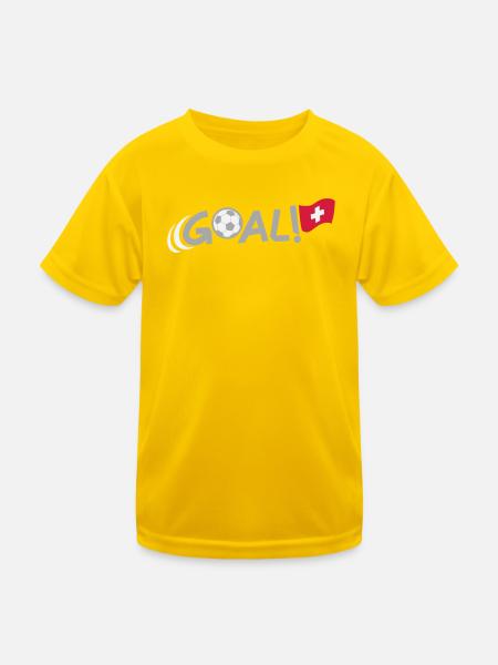 GOAL for Switzerland - Kinder Funktions-T-Shirt - Eigelb - Vorne