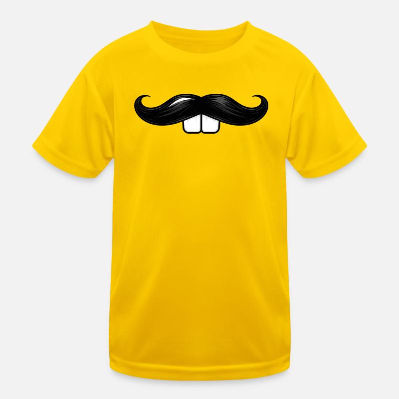 Mustache with rabbit teeth Kids Functional T-Shirt