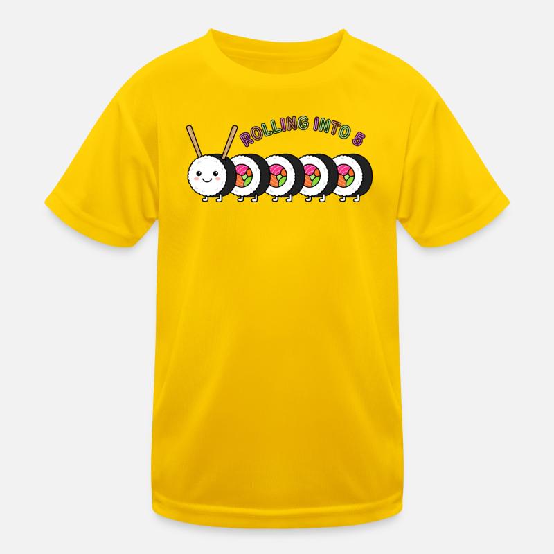 Rolling Into 5 Sushi Birthday Kids Functional T-Shirt