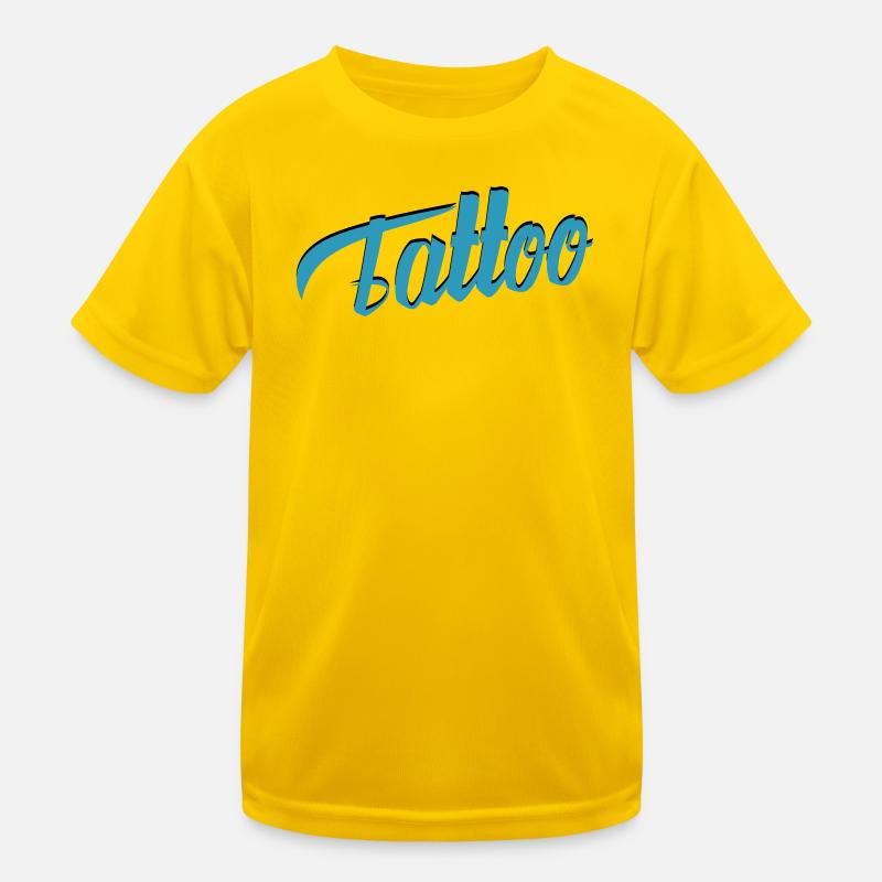Tattoo Script in Teal Kids Functional T-Shirt