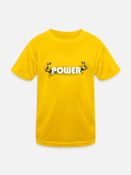 Muskel Power Fitness - Kinder Funktions-T-Shirt - Eigelb - Vorne