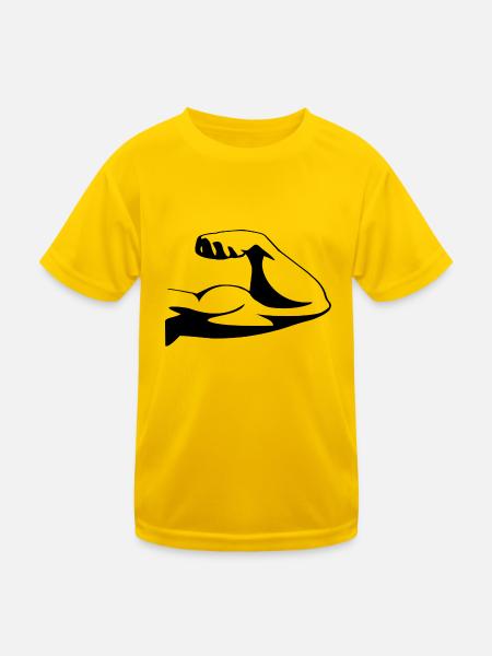 Muscle biceps upper arm - Kids Functional T-Shirt - egg yellow - Front