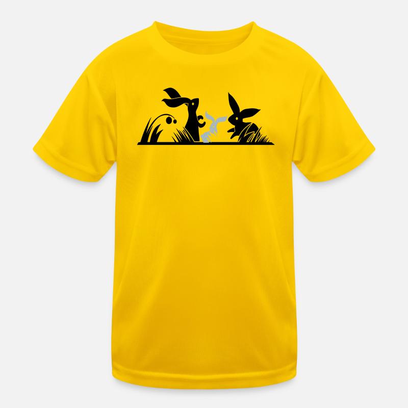 drei Hasen auf einer Wiese Kinder Funktions-T-Shirt