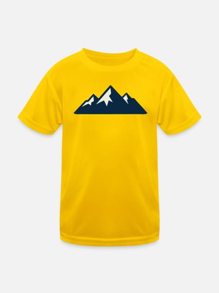 Gebirge Berge Silhouette - Kinder Funktions-T-Shirt - Eigelb - Vorne