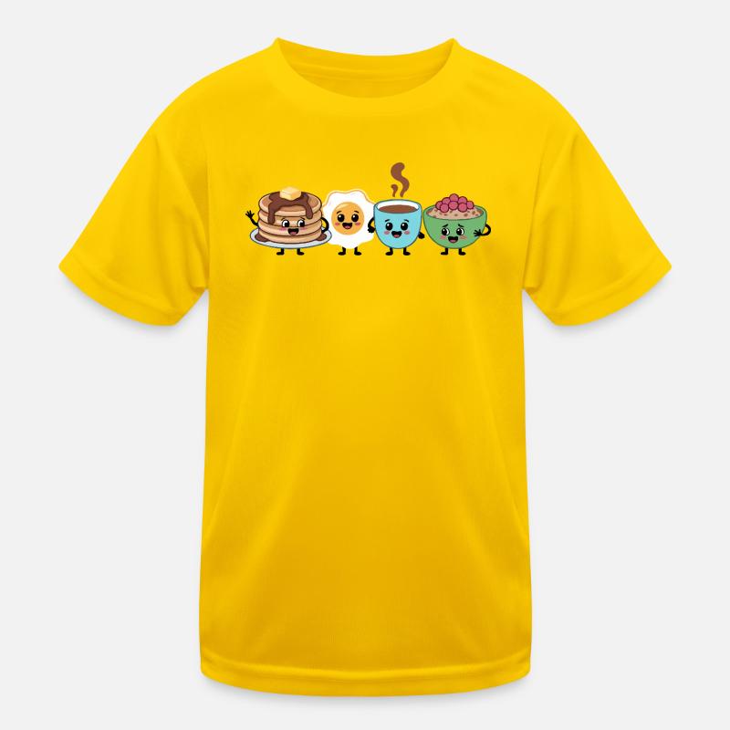 Cute Food & Beverage Breakfast Pattern Kids Functional T-Shirt