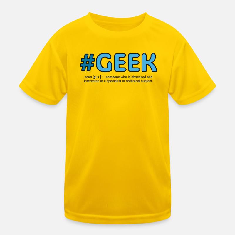 Blauer Hashtag Geek Crest Kinder Funktions-T-Shirt