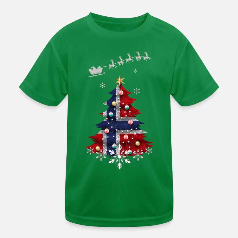 Weihnachtsbaum mit norwegischer Flagge Kinder Funktions-T-Shirt