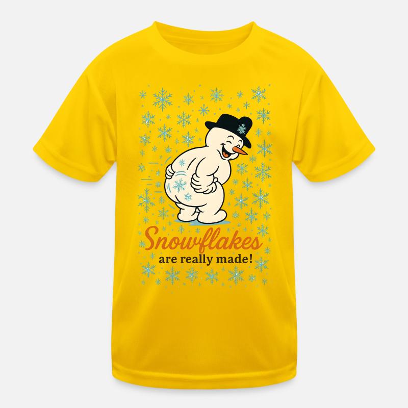 Schneeflocken und Schneemann-Charme Kinder Funktions-T-Shirt