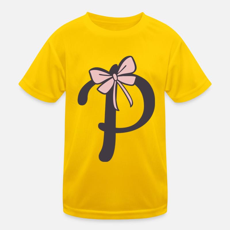 Anfangsbuchstabe P Schleifchen Kinder Funktions-T-Shirt