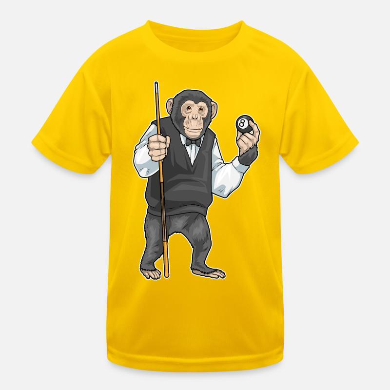 Affe Billiard Queue Sport Kinder Funktions-T-Shirt