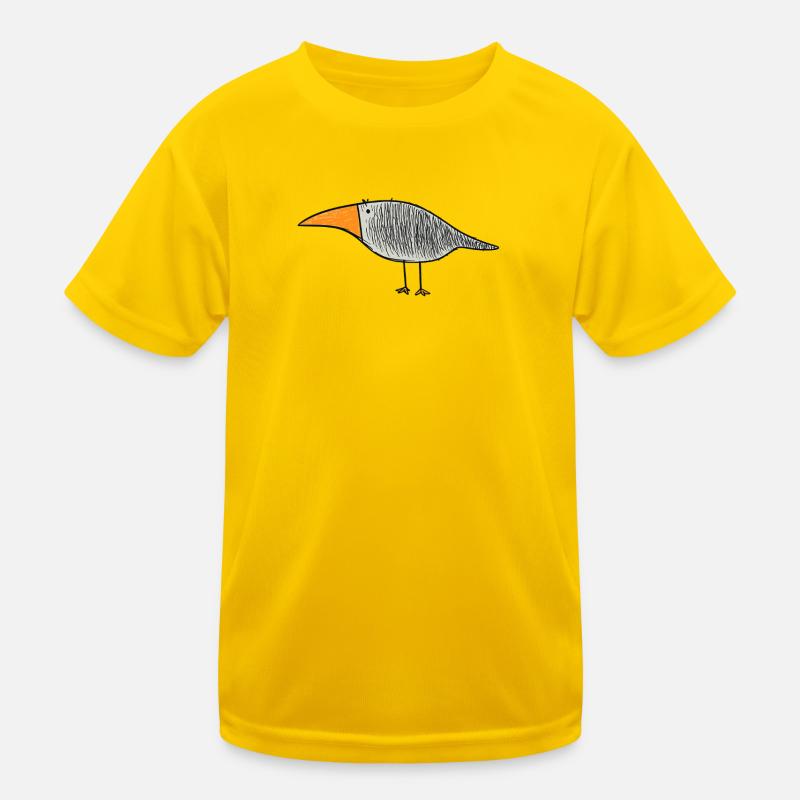 Vogel mit orangem Schnabel - Kinder Funktions-T-Shirt - Eigelb