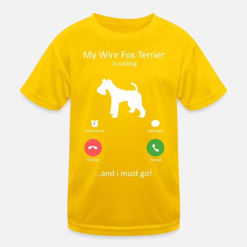 Wire Fox Terrier ruft Hundebesitzer-Design an Kinder Funktions-T-Shirt