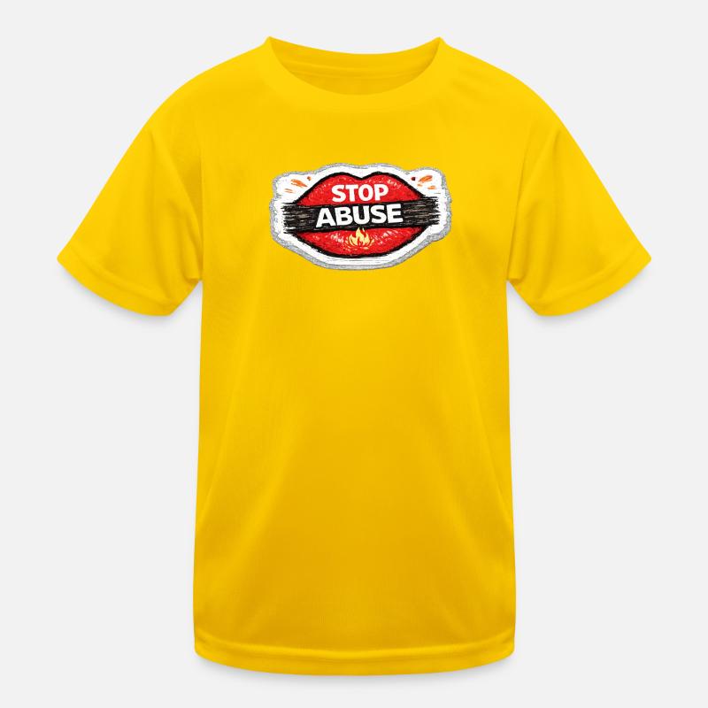 Stop Abuse Awareness Activist Sticker Kids Functional T-Shirt