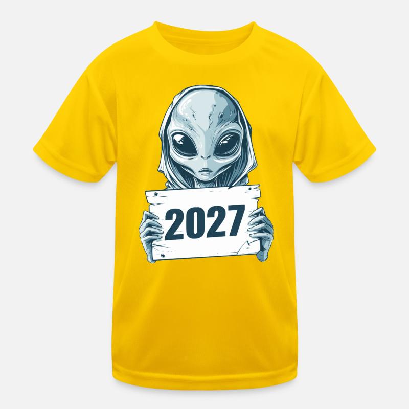 hellblaues Alien 2027 Kinder Funktions-T-Shirt