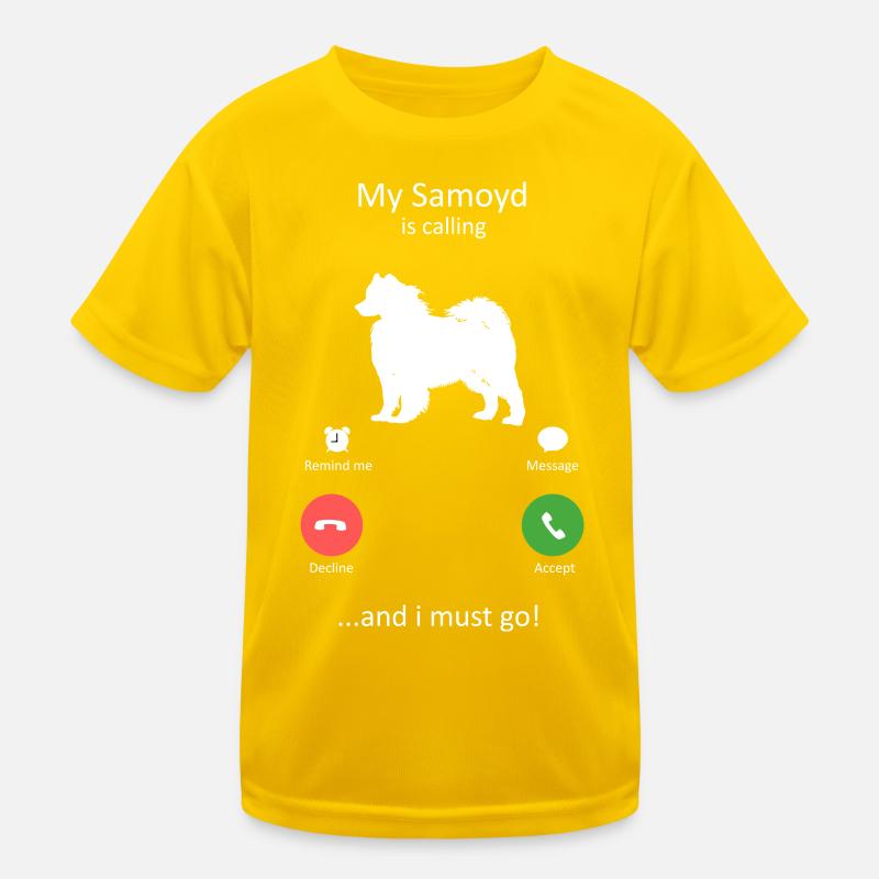 Samoyed Calling Funny Dog Phone Interface Kids Functional T-Shirt