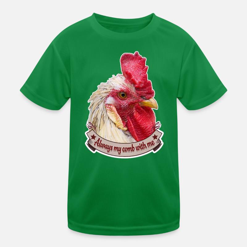 Kamm Hahnendesign prächtiger Hahn Hühner Kinder Funktions-T-Shirt