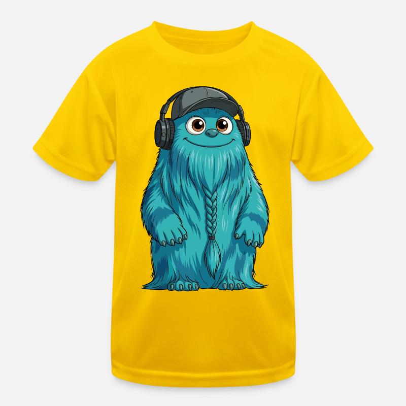 DJ Fluffo with Braid Front - Fluffonster Design Kids Functional T-Shirt