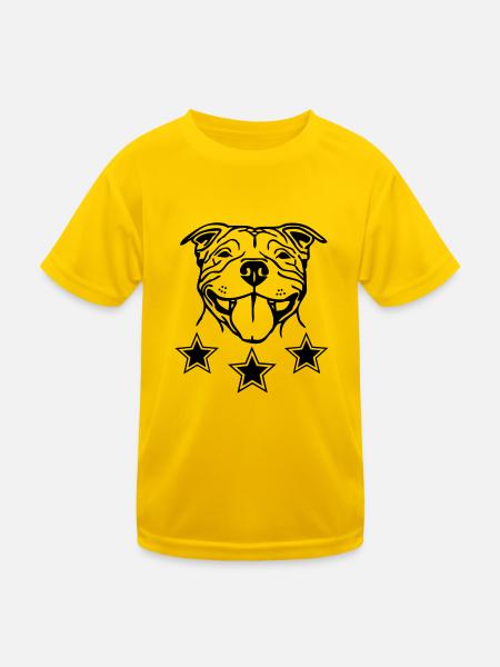 Stafford Happy © www.dog-power.nl - Kids Functional T-Shirt - egg yellow - Front