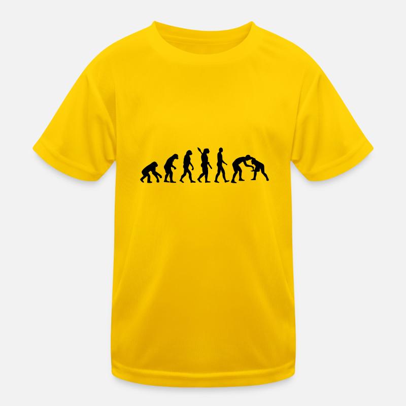 Evolution Ringen - Kinder Funktions-T-Shirt - Eigelb