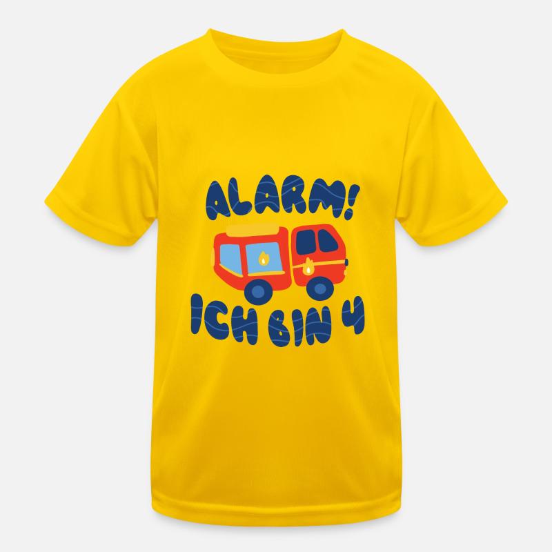 4 Geburtstag Kind Junge Feuerwehr Kinder Geschenk Kinder Funktions-T-Shirt