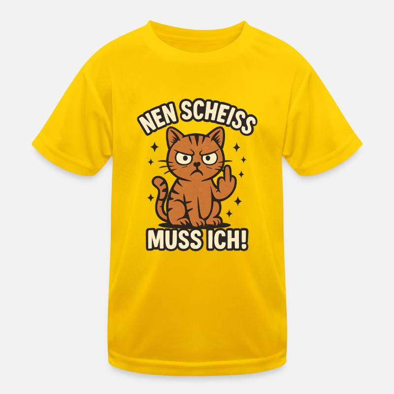 Lustige Katze mit frechem Spruch 'nen Scheiss Kinder Funktions-T-Shirt