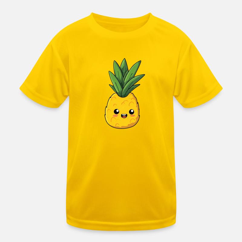 Pineapple content, innocent and cute expression Kids Functional T-Shirt