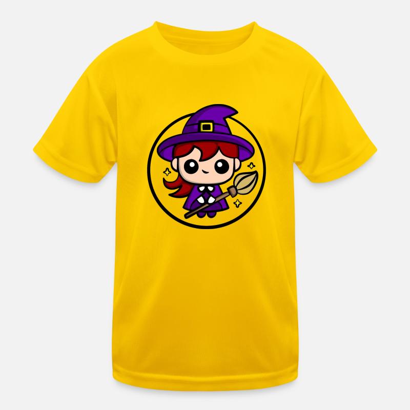 Mignonne sorcière Chibi | Conception mignonne de sorcière d’Halloween T-shirt sport Enfant