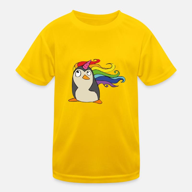 Punguin Einhorn Regenbogen Kinder Funktions-T-Shirt