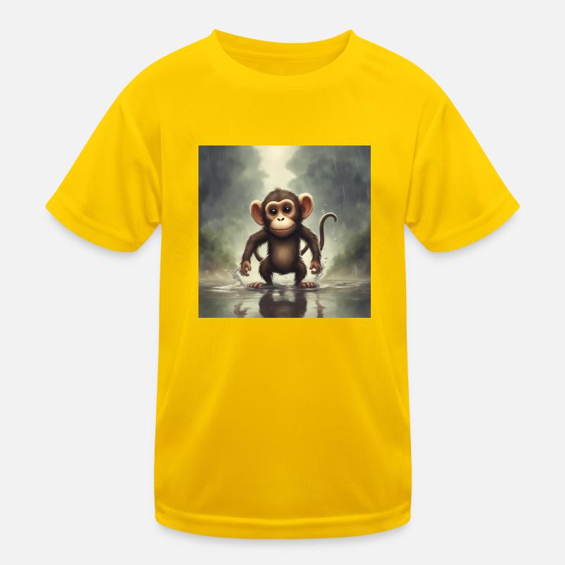 Kleiner Affe im Regen Kinder Funktions-T-Shirt