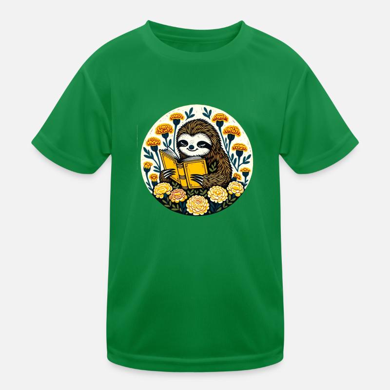 Faultier lesen Kinder Funktions-T-Shirt