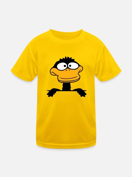 Duck looks funny goofy anxious confused comic - Kids Functional T-Shirt - egg yellow - Front