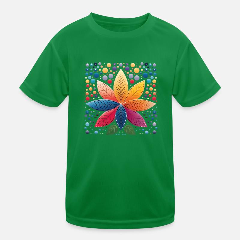 Fleur abstraite avec des feuilles colorées dans Dot Art T-shirt sport Enfant